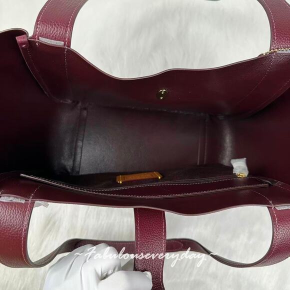 COACH Hadley Turnlock Tote Bag In Leather/Gold/Dark Wine CAL17 NWT - Picture 10 of 11